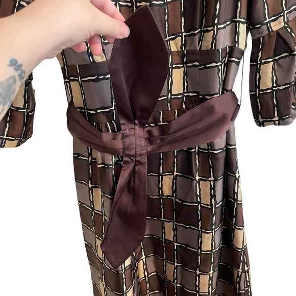 Nanette Lepore 100% Silk Square Patterned Dress w/Belt - Picture 3 of 9